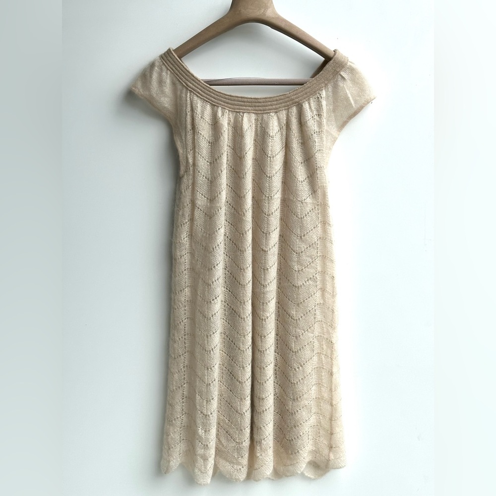 Kid Mohair & Silk Handcrafted Openwork knit dress, lining, size S-M - Picture 3 of 8